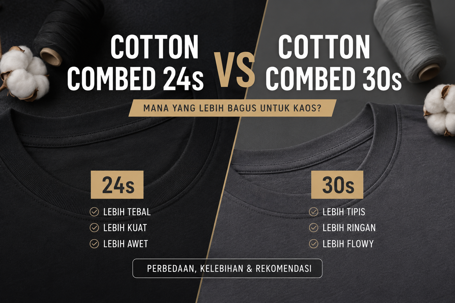 Perbedaan Cotton Combed 24s vs 30s: Mana yang Lebih Bagus untuk Kaos?